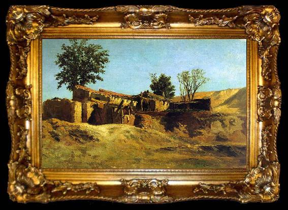 framed  Carlos de Haes Tileworks in the Principe Pio Mountains, ta009-2